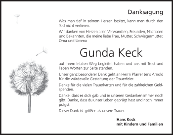 Anzeige von Gunda Keck von MGO