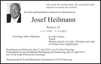 Anzeige von Josef Heilmann von MGO