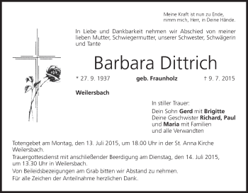 Anzeige von Barbara Dittrich von MGO