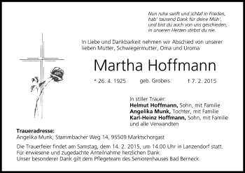 Anzeige von Martha Hoffmann von MGO