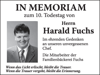 Anzeige von Harald Fuchs von MGO