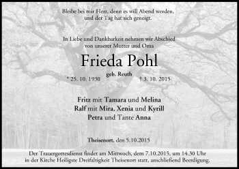 Anzeige von Frieda Pohl von MGO