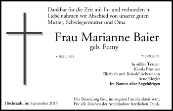 Anzeige von Marianne Baier von MGO