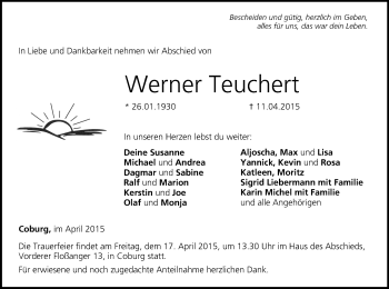 Anzeige von Werner Teuchert von MGO