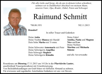 Anzeige von Raimund Schmitt von MGO