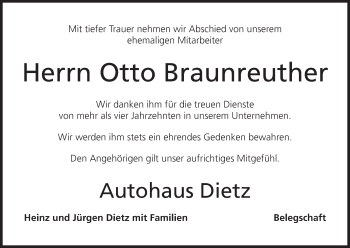 Anzeige von Otto Braunreuther von MGO