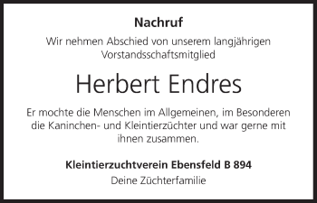 Anzeige von Herbert Endres von MGO