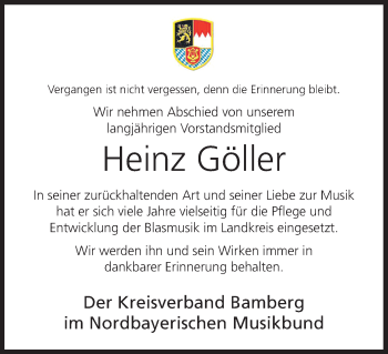 Anzeige von Heinz Göller von MGO