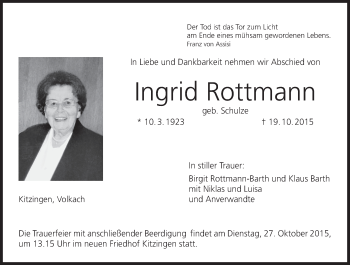 Anzeige von Ingrid Rottmann von MGO