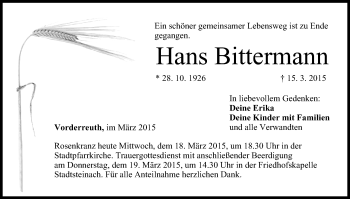 Anzeige von Hans Bittermann von MGO