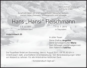 Anzeige von Hans  Fleischmann von MGO