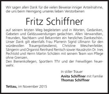 Anzeige von Fritz Schiffner von MGO