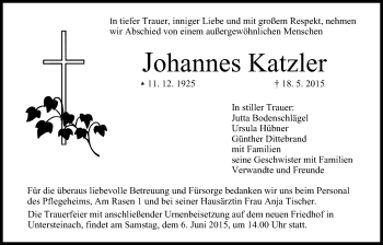 Anzeige von Johannes Katzler von MGO