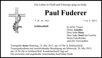 Anzeige von Paul Fuderer von MGO