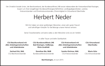 Anzeige von Herbert Neder von MGO