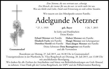 Anzeige von Adelgunde Metzner von MGO