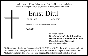 Anzeige von Ernst Dittl von MGO