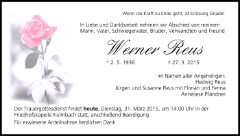 Anzeige von Werner Reus von MGO