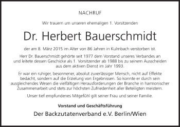 Anzeige von Herbert Bauerschmidt von MGO