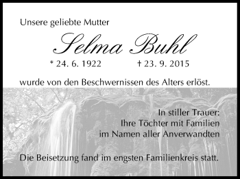 Anzeige von Selma Buhl von MGO