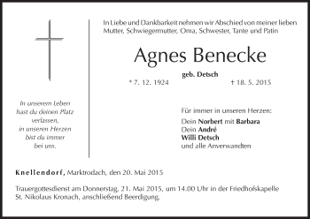 Anzeige von Agnes Benecke von MGO
