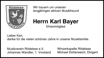 Anzeige von Karl Bayer von Mediengruppe Oberfranken
