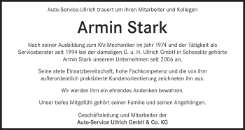 Anzeige von Armin Stark von MGO