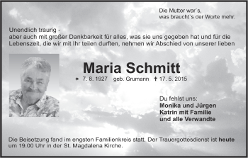 Anzeige von Maria Schmitt von MGO