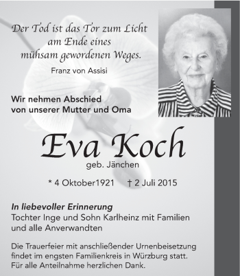 Anzeige von Eva Koch von MGO