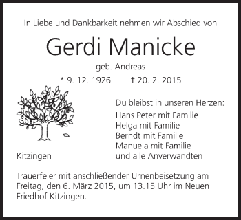 Anzeige von Gerdi Manicke von MGO