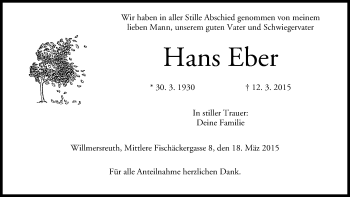 Anzeige von Hans Eber von MGO