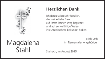 Anzeige von Magdalena Stahl von MGO