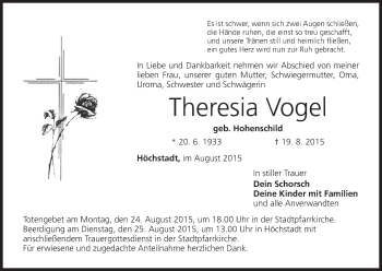 Anzeige von Theresia Vogel von MGO