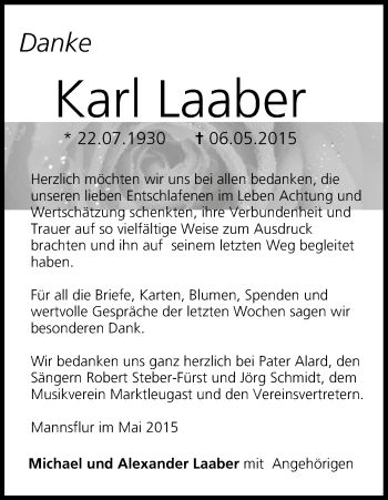 Anzeige von Karl Laaber von MGO