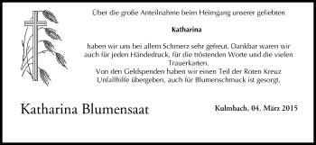 Anzeige von Katharina Blumensaat von MGO