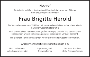 Anzeige von Brigitte Herold von MGO