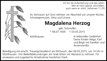 Anzeige von Magdalena Herzog von MGO