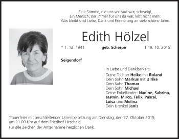 Anzeige von Edith Hölzel von MGO