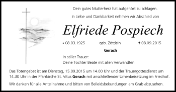 Anzeige von Elfriede Pospiech von MGO