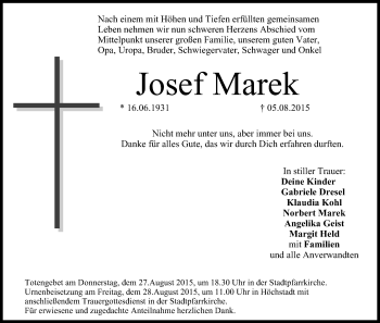 Anzeige von Josef Marek von MGO