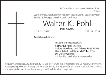 Anzeige von Walter K Pohl von MGO