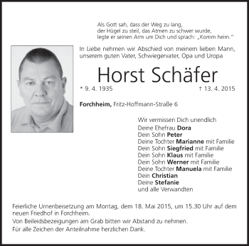 Anzeige von Horst Schäfer von MGO
