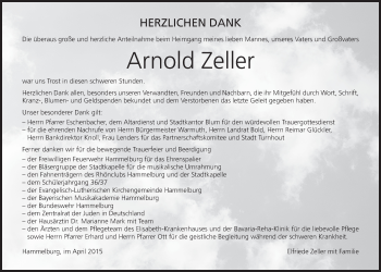 Anzeige von Arnold Zeller von MGO