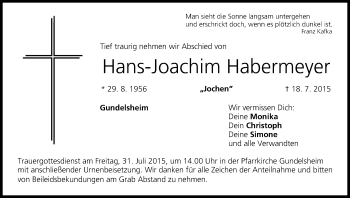 Anzeige von Hans-Joachim Habermeyer von MGO