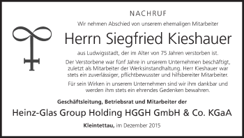 Anzeige von Siefried Kieshauer von MGO