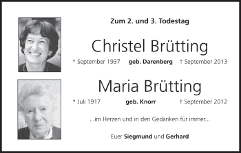 Anzeige von Christel Brütting von MGO