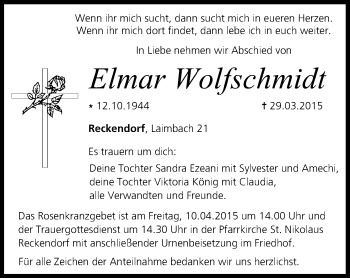 Anzeige von Elmar Wolfschmidt von MGO