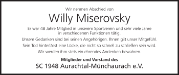 Anzeige von Willy Miserovsky von MGO