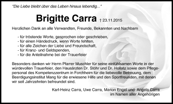 Anzeige von Brigitte Carra von MGO