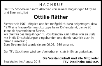 Anzeige von Ottilie Räther von MGO